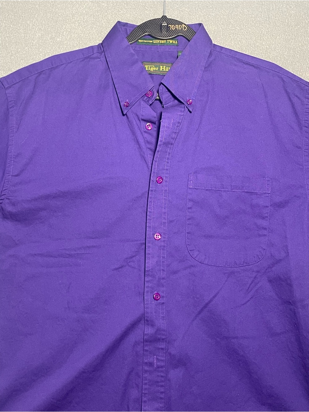 Tiger Hill Purple Button Down Shirt Large Cotton Short Sleeve Classic Fit - Picture 2 of 7